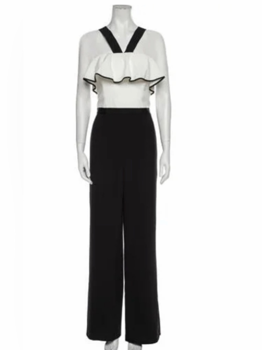 Ted Baker London Black and Cream Wide-Leg Jumpsuit with Cross-Back Straps